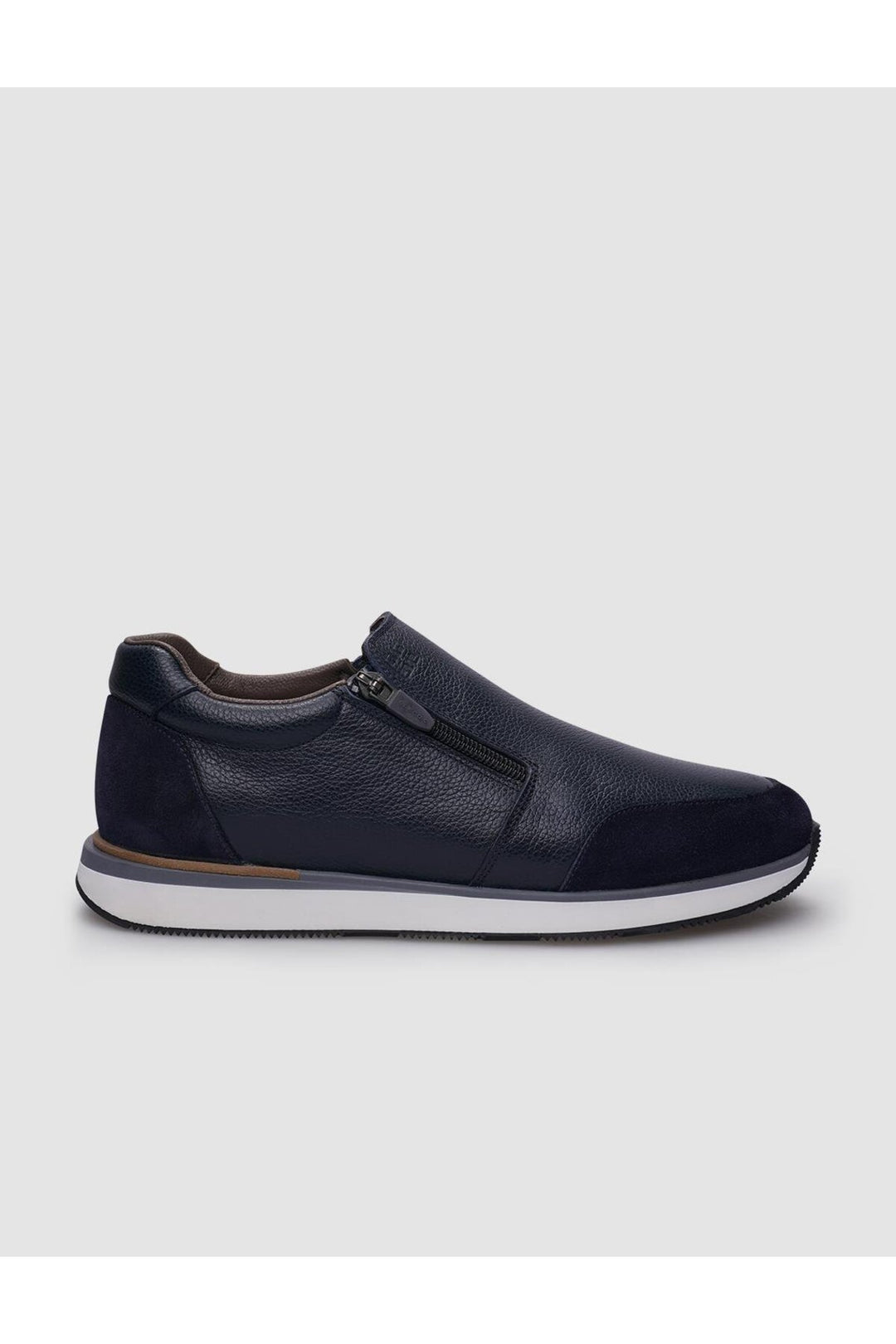 Cabani Shoes %100 Cuir véritable Baskets pour hommes zippées Bleu marine - Bleu marine