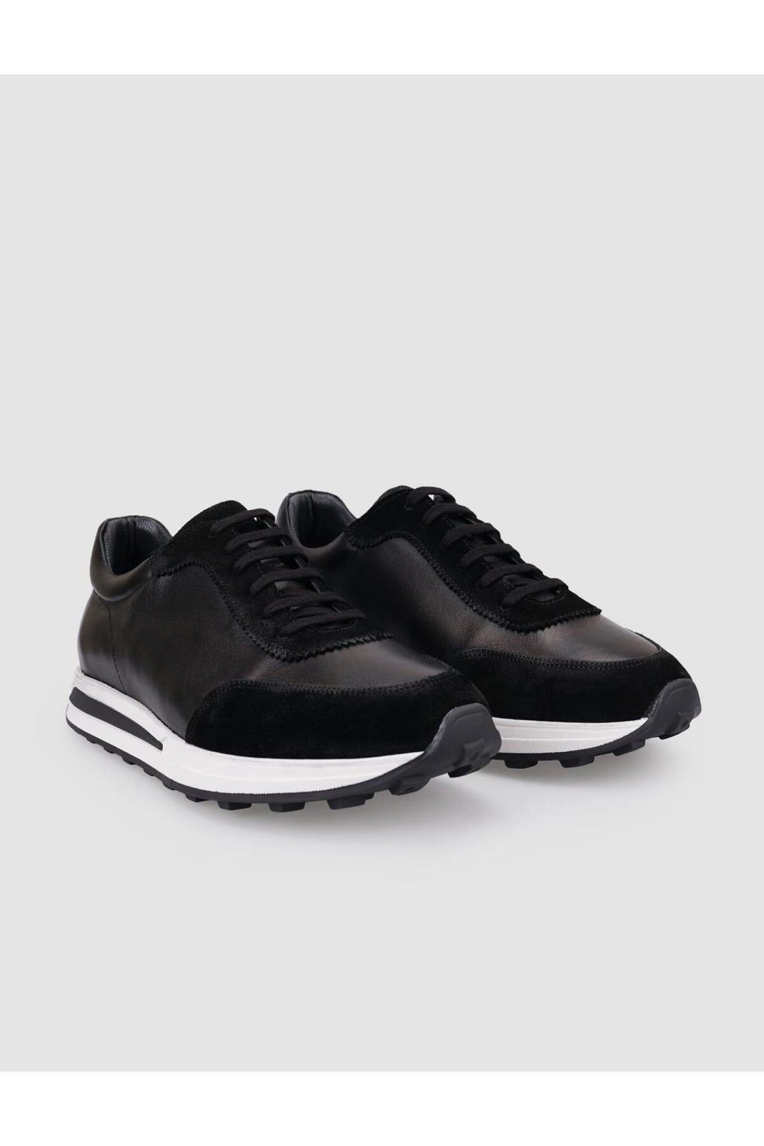 Cabani Shoes Chaussures de sport pour hommes en cuir véritable noir à lacets 100% - Noir