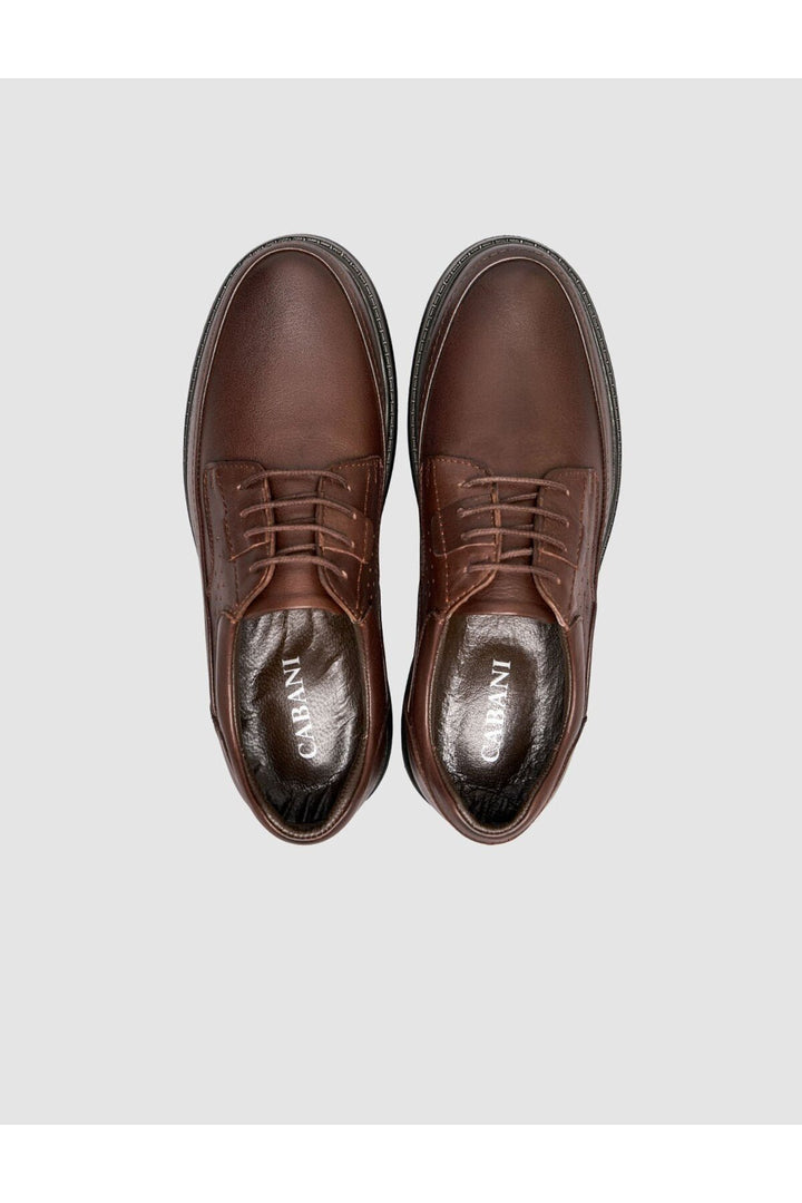 Cabani Shoes Chaussures pour hommes en cuir véritable à lacets marron - Marron