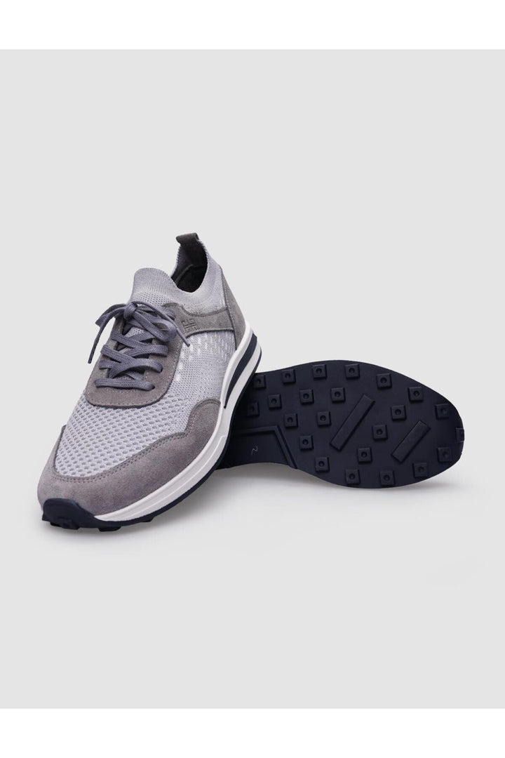 Cabani Shoes Chaussures de sport pour hommes en tricot gris avec lacets - Gris