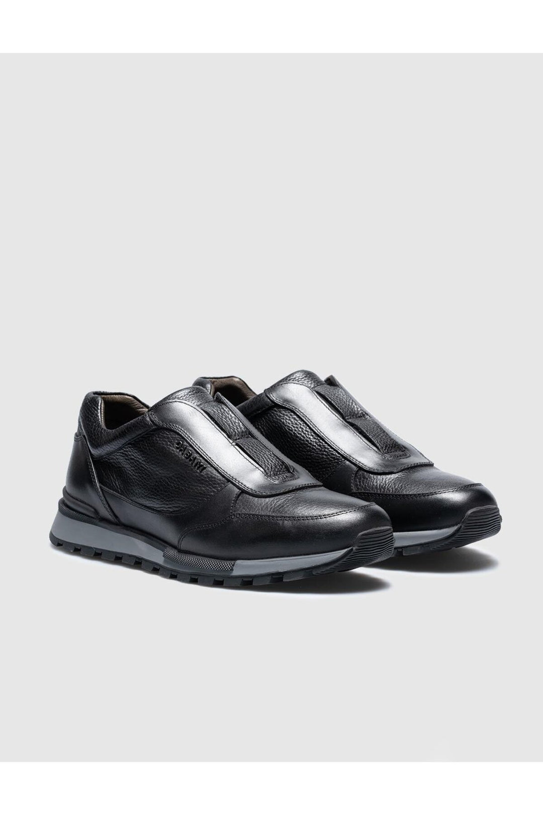 Cabani Shoes Chaussures de sport pour hommes en cuir véritable noir avec semelle en caoutchouc - Noir