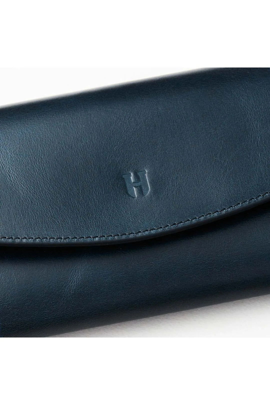 helmbrook Porte-cartes à compartiments multiples en cuir pour femmes Ashley Portefeuille RFID avec fermeture à glissière protégée Bleu marine