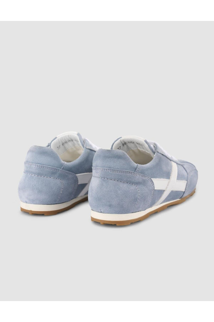 Cabani Shoes MonaMae Baskets Femme en Suède Bleue 100% Cuir Véritable à Lacets - Bleu