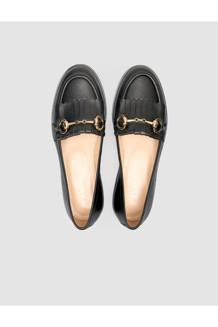 Cabani Shoes %100 Cuir véritable Mocassins à franges pour femmes en Noir - Noir