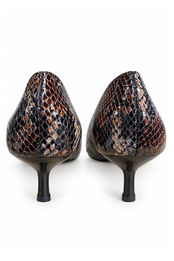 Wavelys Escarpins à talons aiguilles kitten en cuir véritable à motif serpent, avec bout pointu et élégant. - Multicolore
