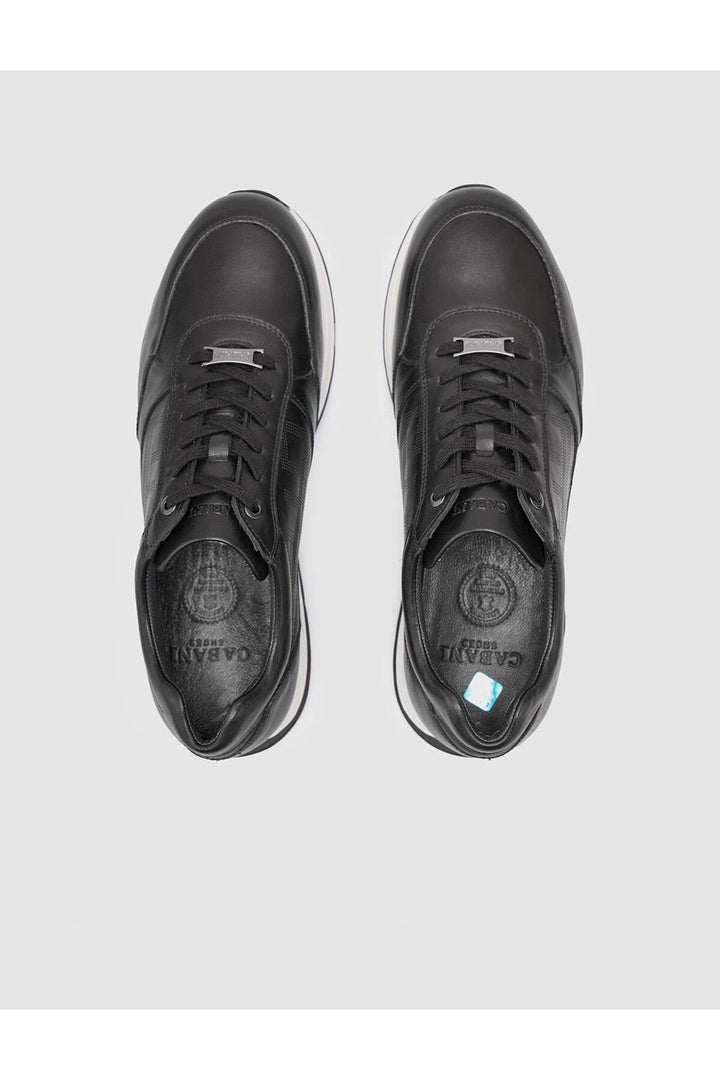 Cabani Shoes %100 Cuir véritable Chaussures de sport pour hommes noires - Noir