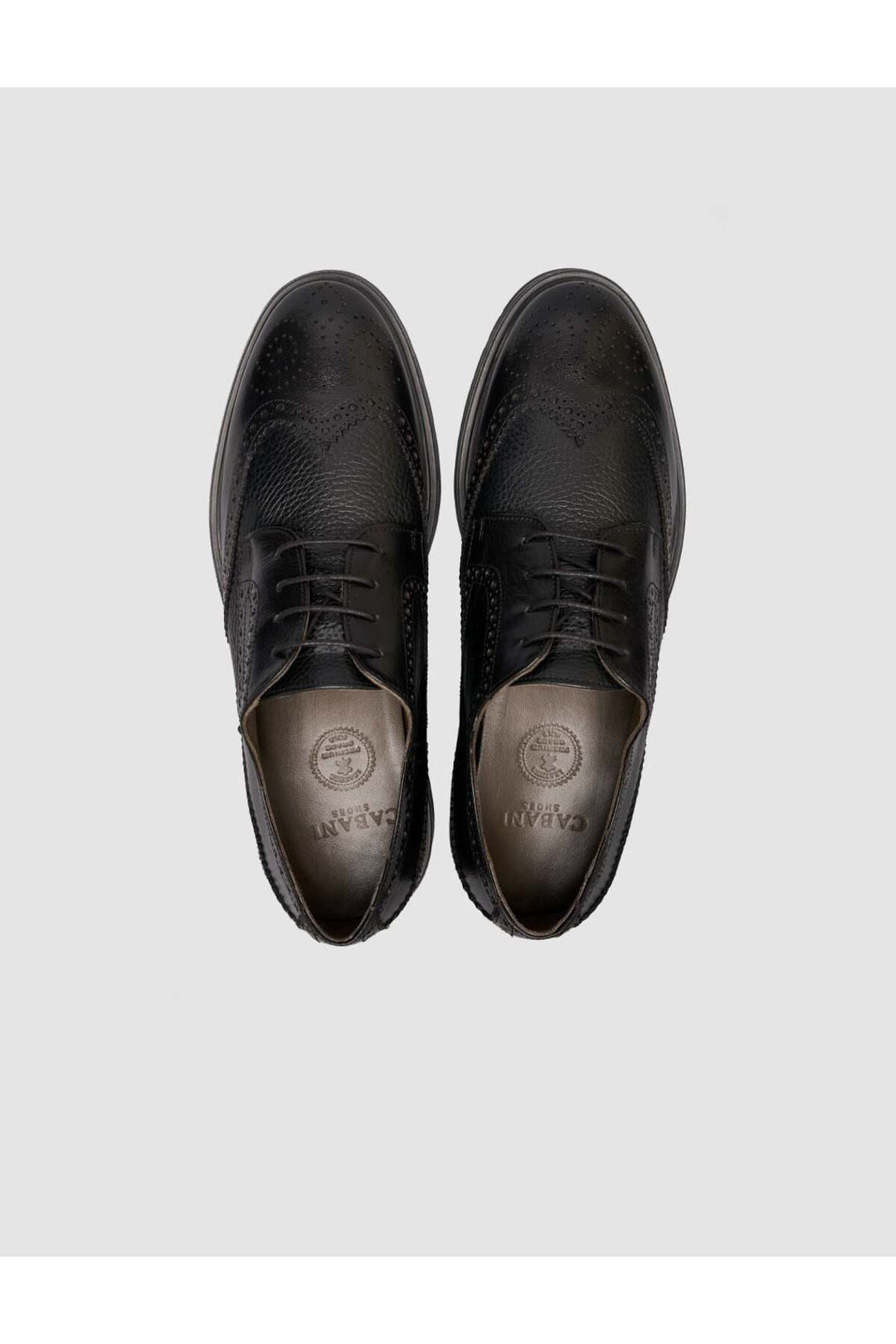 Cabani Shoes Chaussures de ville noires à lacets en cuir véritable texturé avec semelle en caoutchouc léger. - Multicolore