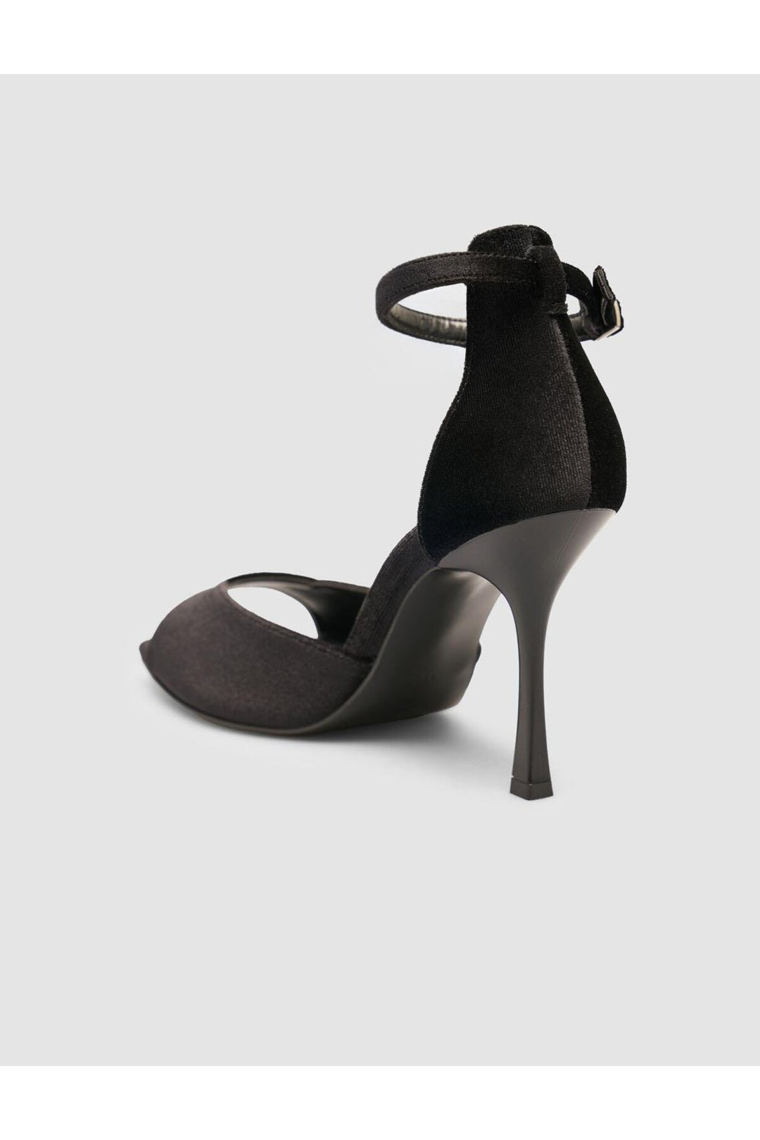 Cabani Shoes Chaussures à talons pour femmes en velours noir avec boucle à la cheville - Noir