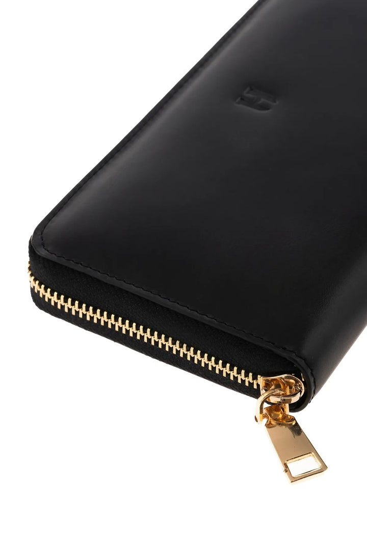 helmbrook Femme Cuir Véritable Grand Portefeuille Fermeture Éclair RFID Protégé Amelia Noir
