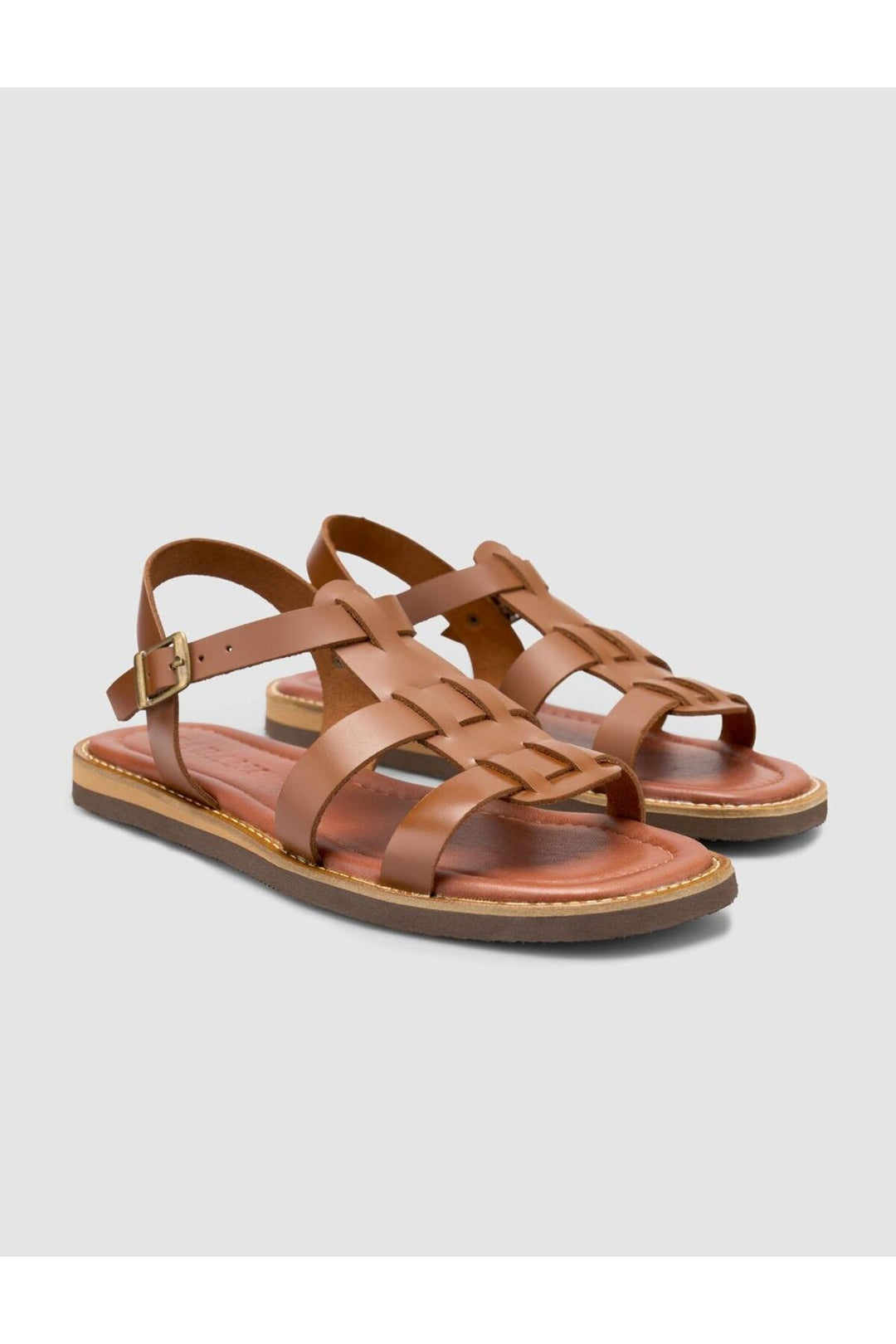 Cabani Shoes Sandales pour femmes en cuir véritable 100% marron. - Multicolore