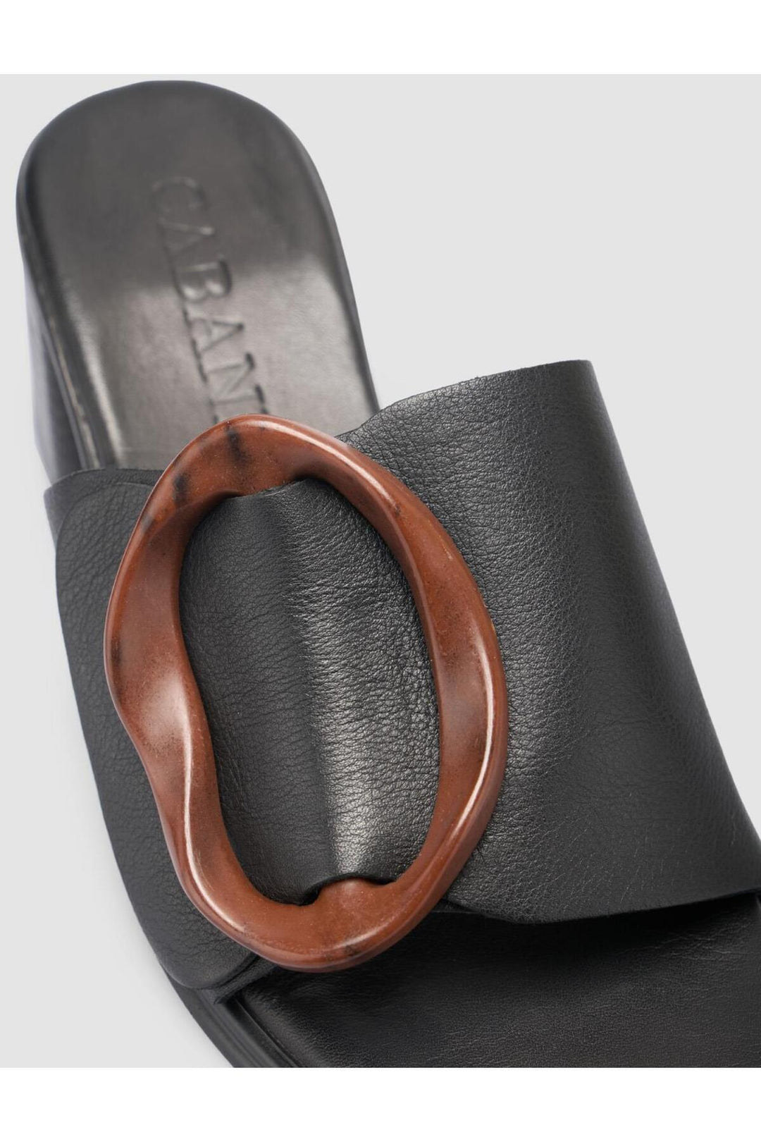 Cabani Shoes Sandales pour femmes noires avec détail de boucle en cuir véritable 100% - Multicolore