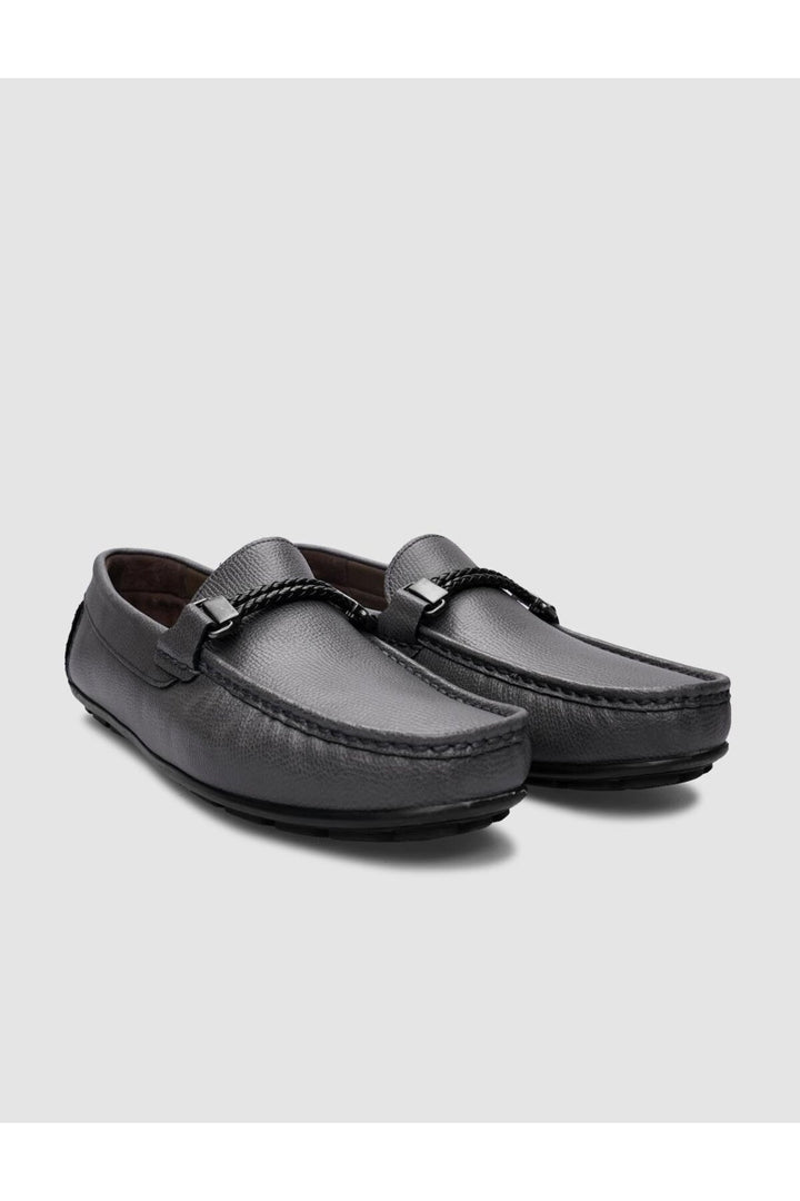 Cabani Shoes %100 Cuir véritable Mocassins pour hommes à boucle grise - Gris