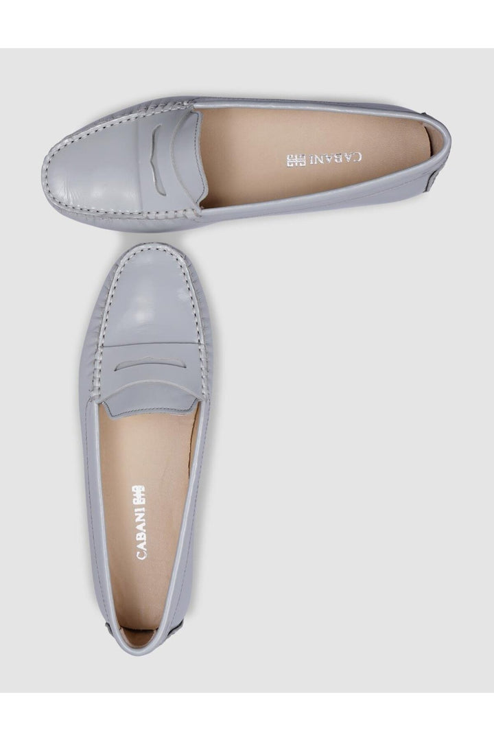 Cabani Shoes %100 Cuir Véritable Mocassins Femme Vernis Gris - Gris