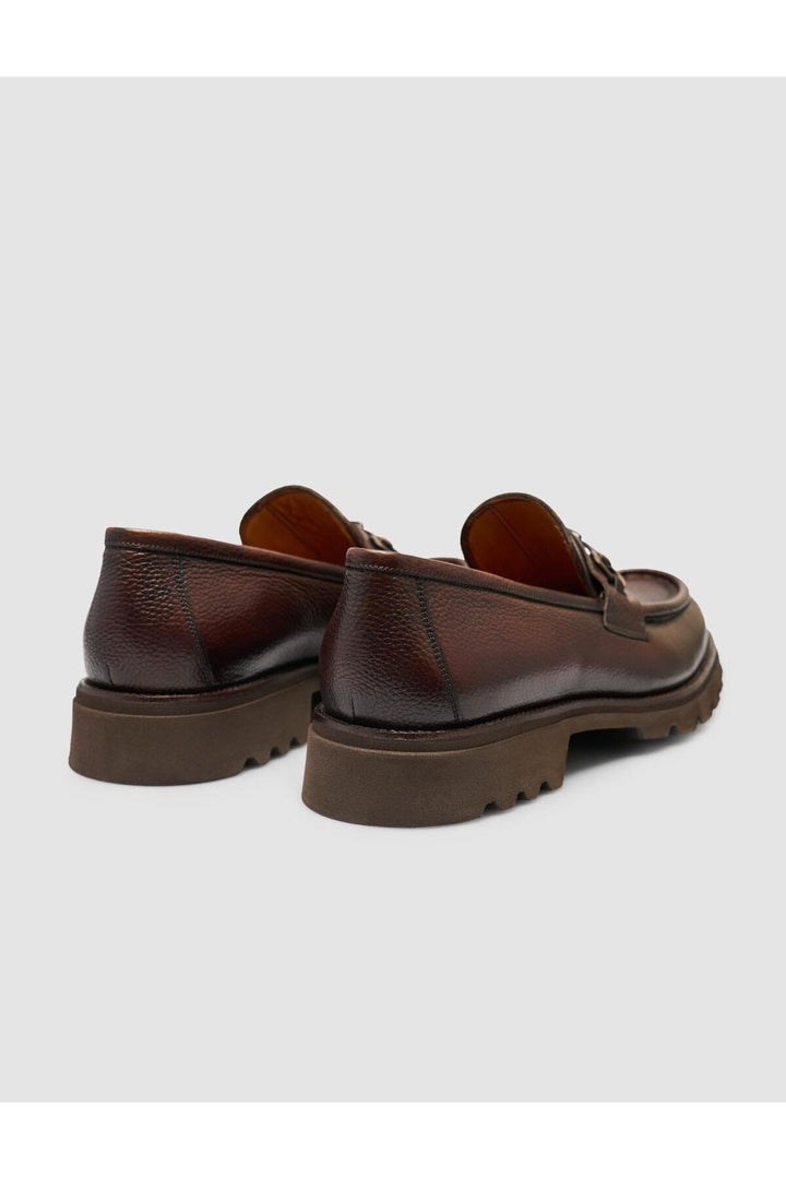Cabani Shoes Chaussures de ville pour hommes en cuir véritable marron avec boucle à 100%. - Marron