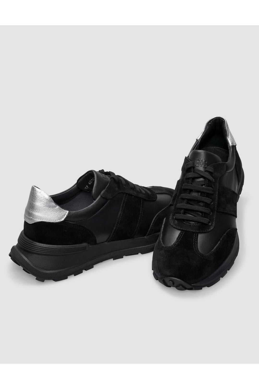 Cabani Shoes Chaussures de sport pour femmes en cuir véritable noir à lacets 100% - Multicolore