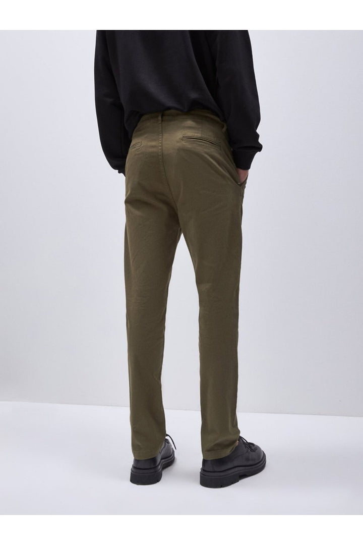 LTB Pantalon en gabardine slim vert à jambes droites - Vert