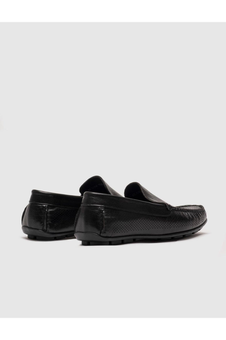 Cabani Shoes Chaussures de ville pour hommes en cuir véritable, noires, découpées au laser. - Multicolore