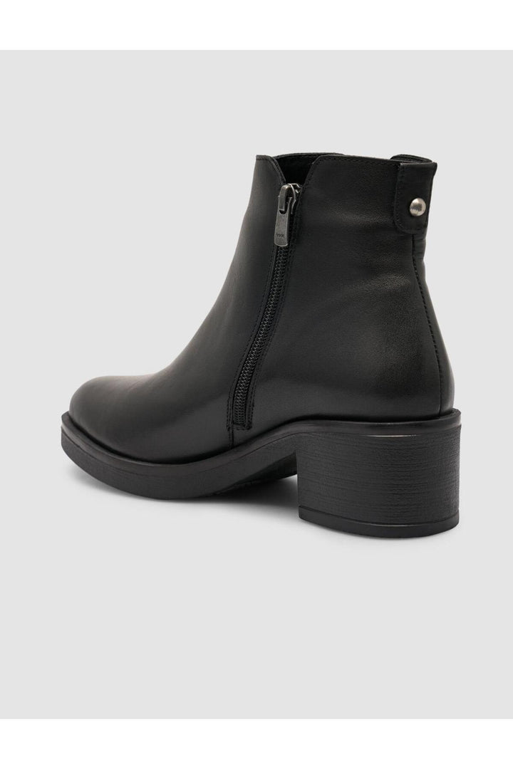 Cabani Shoes Bottines à talons pour femmes en cuir véritable noir avec clous à 100%. - Multicolore