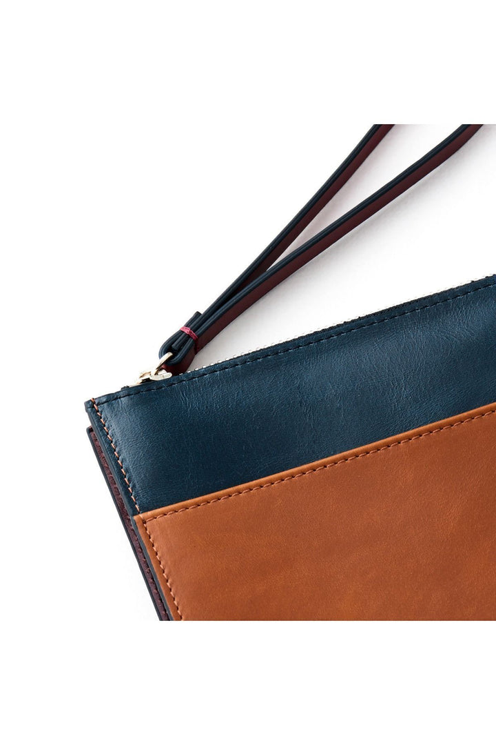 helmbrook Sac porte-documents Rfid à fermeture éclair en cuir fauve bleu marine avec poche pour femme de Beverly
