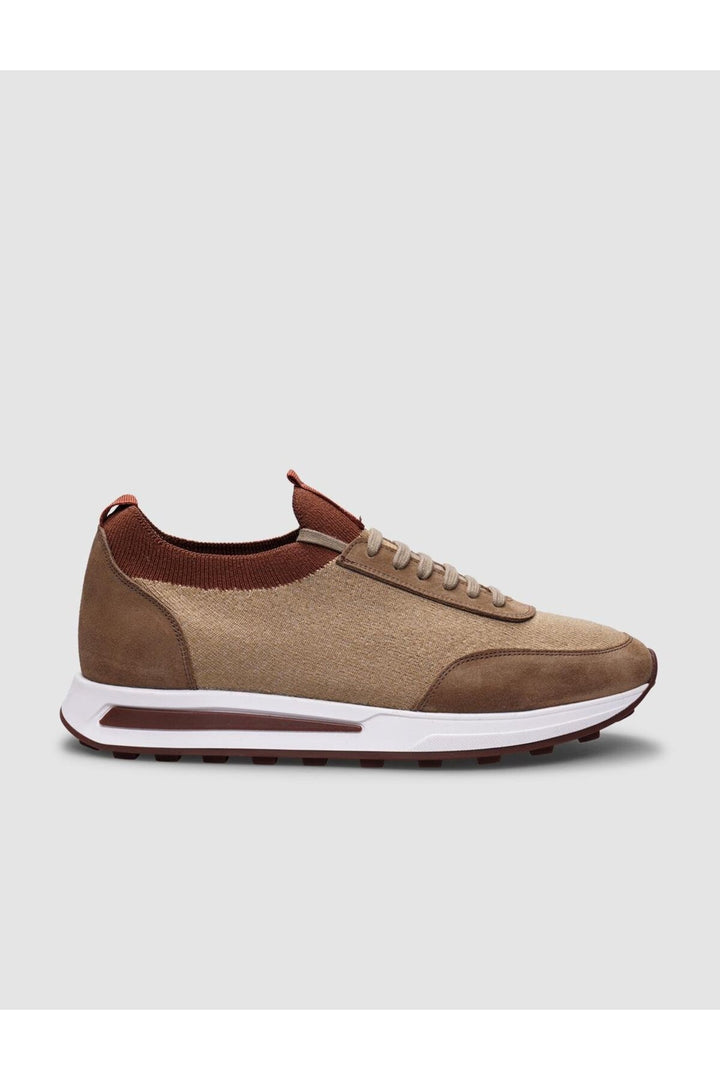 Cabani Shoes Chaussures de sport pour hommes en tricot beige avec lacets - Beige