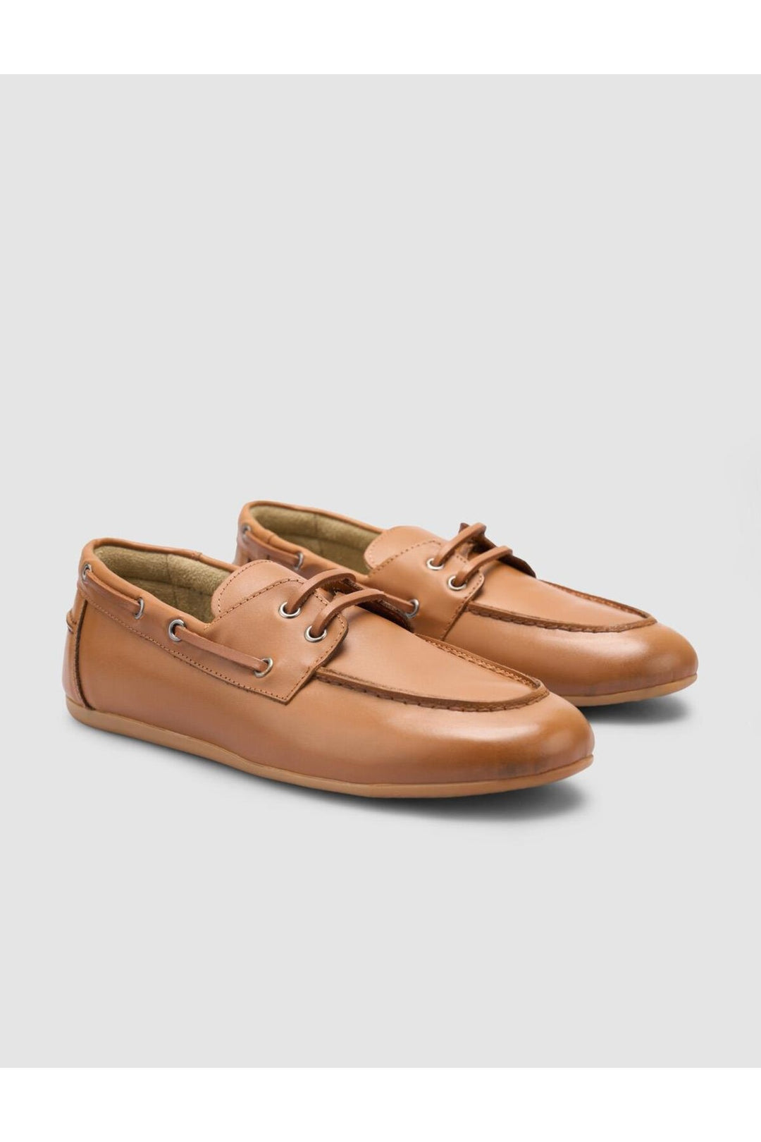 Cabani Shoes Valosco %100 Cuir Véritable Chaussures de Bateau Quotidiennes Femme en Cognac - Multicolore