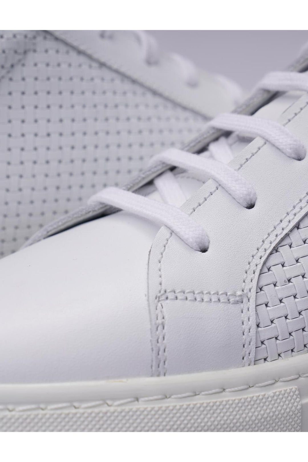 Cabani Shoes Silalia %100 Cuir Véritable Baskets Blanches à Lacets pour Hommes à Motifs - Blanc