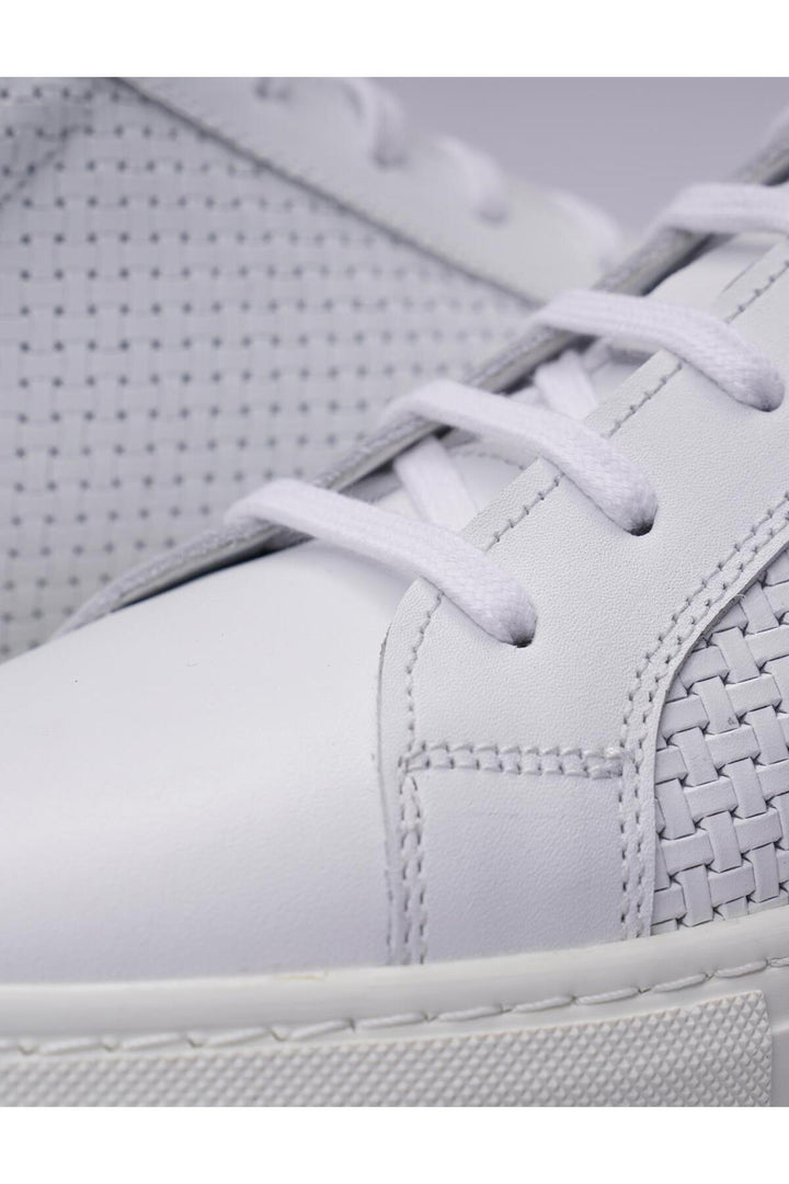 Cabani Shoes Silalia %100 Cuir Véritable Baskets Blanches à Lacets pour Hommes à Motifs - Blanc