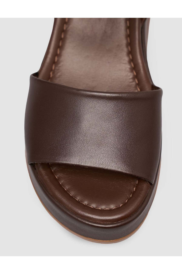 Cabani Shoes Sandales à plateforme pour femmes en cuir véritable marron - Multicolore