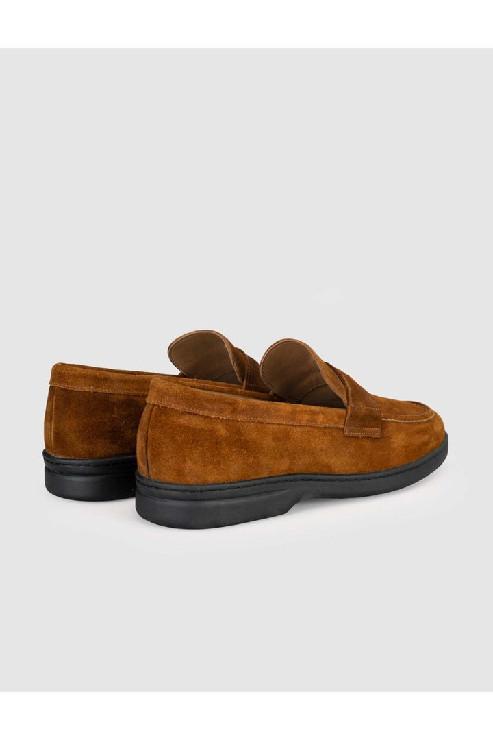 Cabani Shoes Mocassins pour hommes en cuir véritable suédé marron. - Multicolore