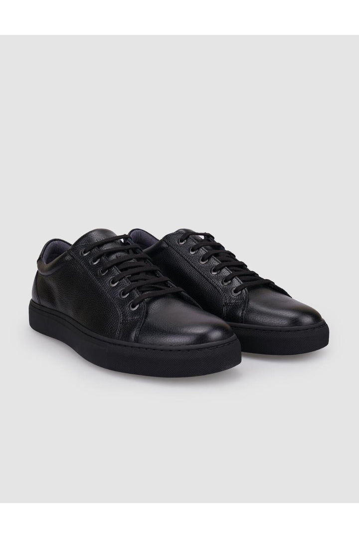Cabani Shoes Chaussures de sport pour hommes en cuir véritable noir à lacets 100% - Noir