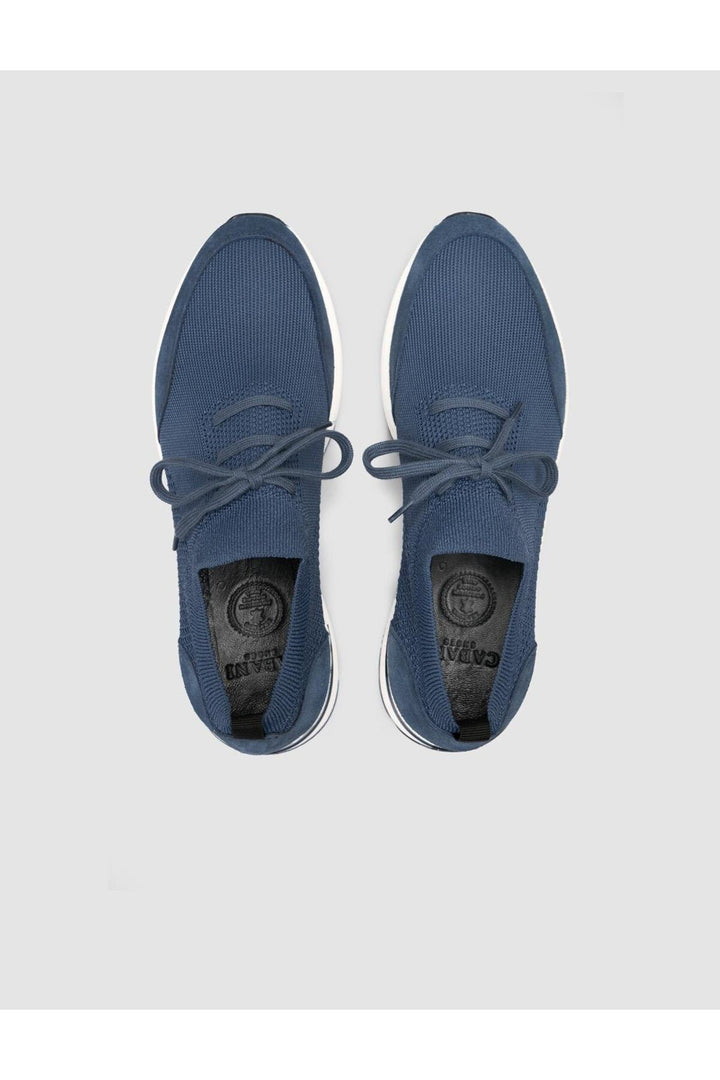 Cabani Shoes Chaussures de sport pour hommes en tricot bleu avec lacets - Bleu