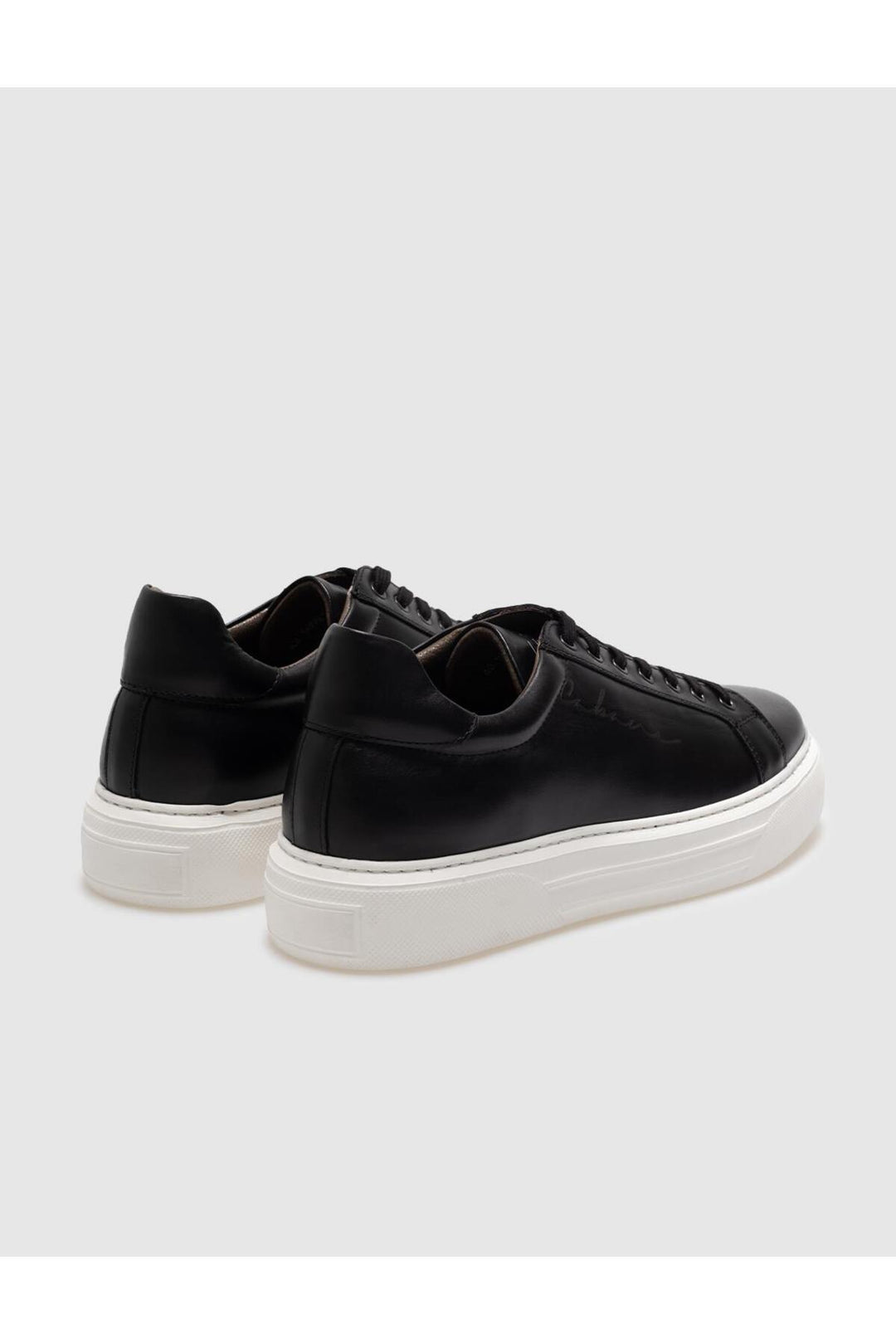 Cabani Shoes Chaussures de sport pour hommes en cuir véritable noires à lacets - Noir
