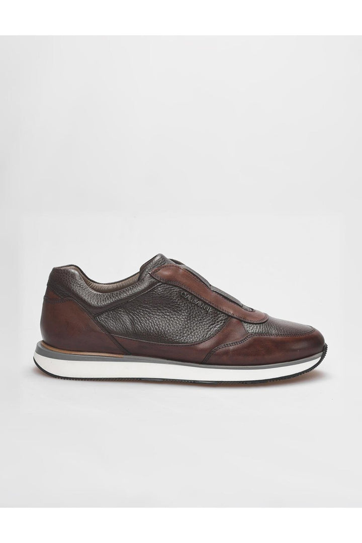 Cabani Shoes Chaussures de sport pour hommes en cuir véritable marron - Marron