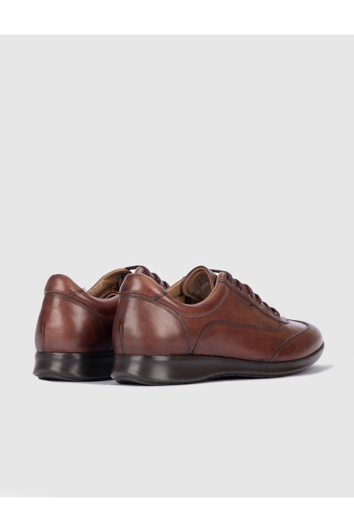 Cabani Shoes Chaussures de ville pour hommes en cuir véritable marron avec lacets et semelle en caoutchouc. - Marron