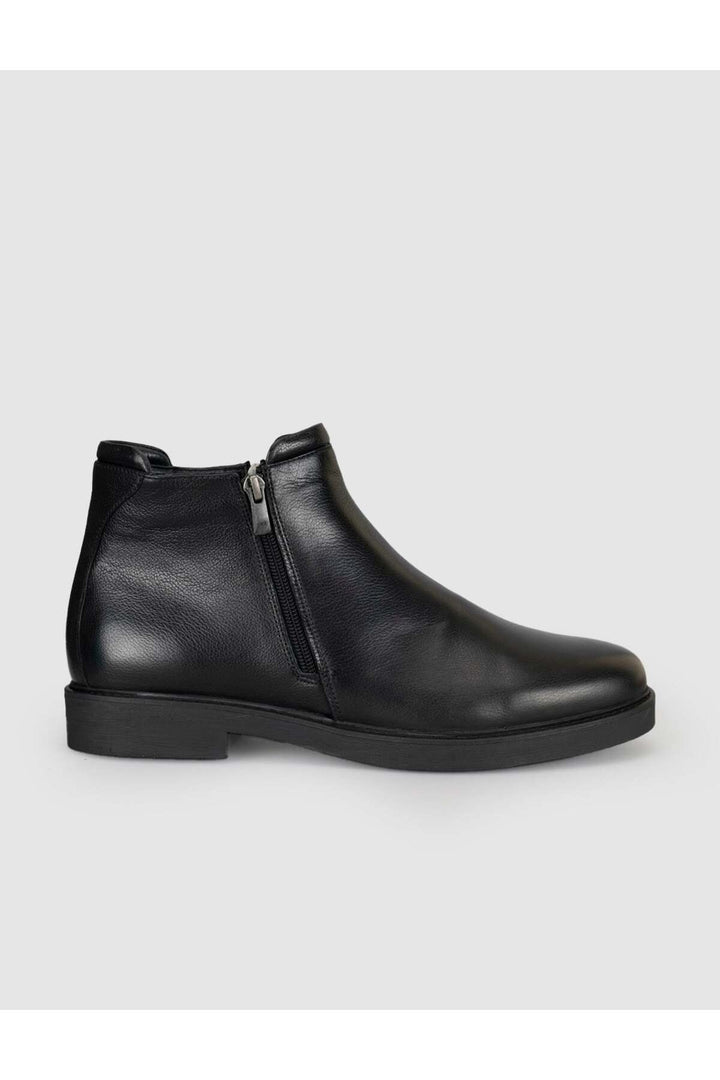 Cabani Shoes Bottines pour hommes en cuir véritable avec fourrure noire et fermeture éclair - Multicolore