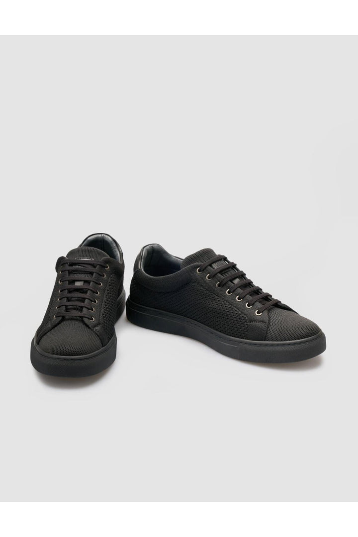 Cabani Shoes Chaussures de sport pour hommes en tricot noir avec lacets - Noir