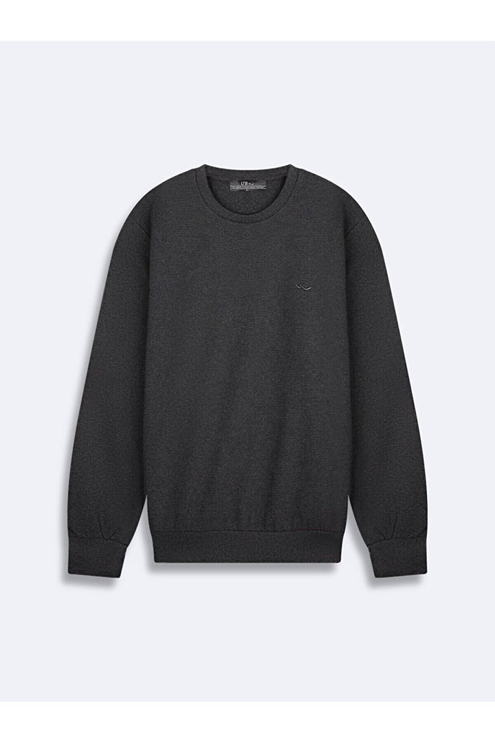 LTB Sweat-shirt anthracite à manches longues avec encolure en O