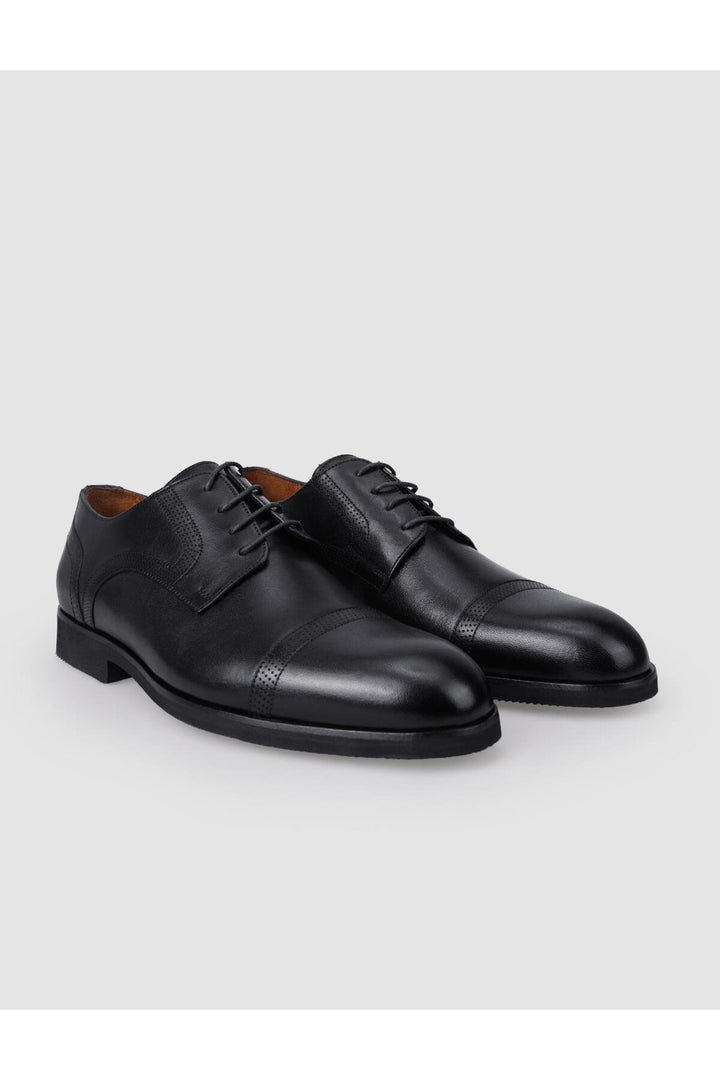 Cabani Shoes Chaussures classiques pour hommes en cuir véritable noir à lacets 100% - Noir