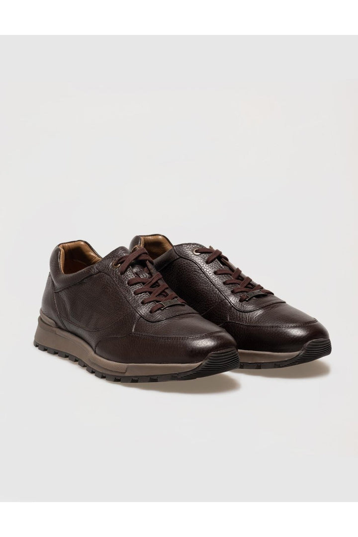Cabani Shoes Chaussures de sport pour hommes en cuir véritable marron à lacets - Marron