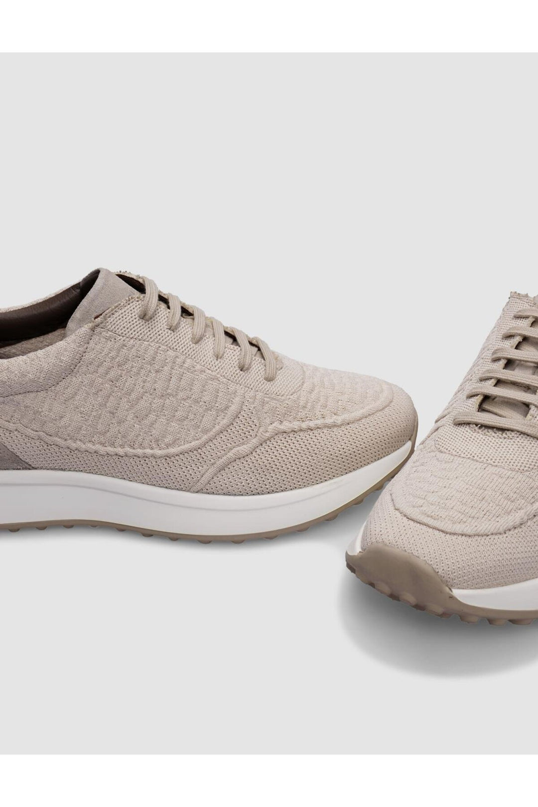 Cabani Shoes Chaussures de sport pour hommes en tricot beige avec lacets - Beige