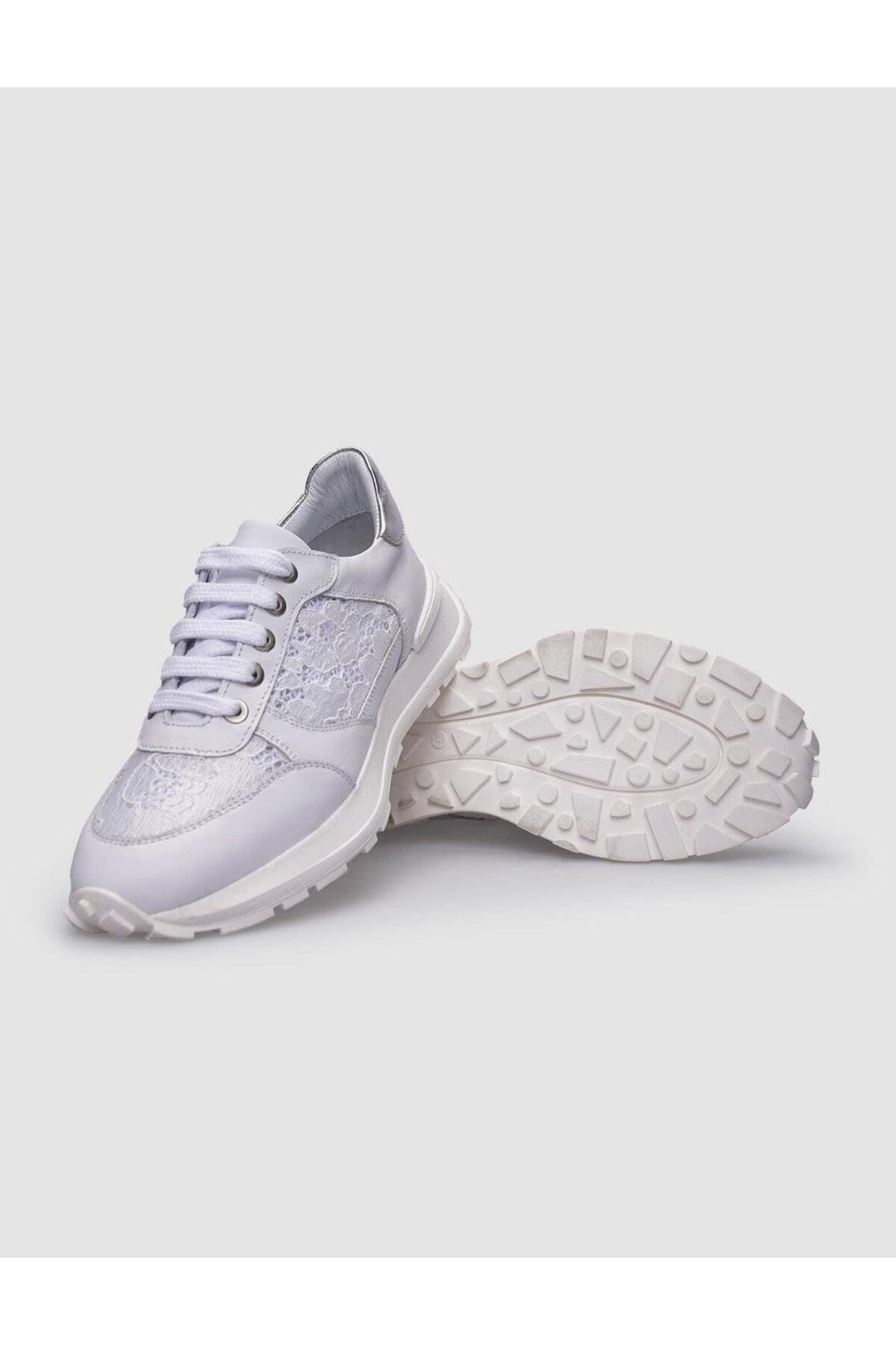 Cabani Shoes Chaussures de sport pour femmes en cuir véritable blanc à lacets 100% - Blanc