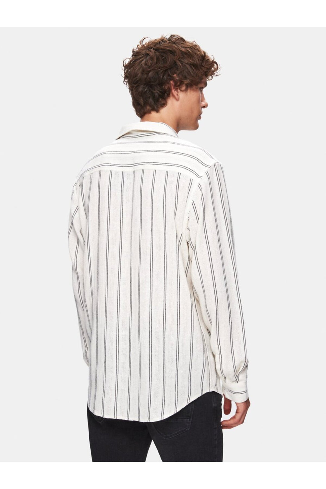 LTB Chemise à boutons anthracite rayée - Gris