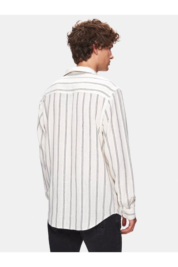 LTB Chemise à boutons anthracite rayée - Gris
