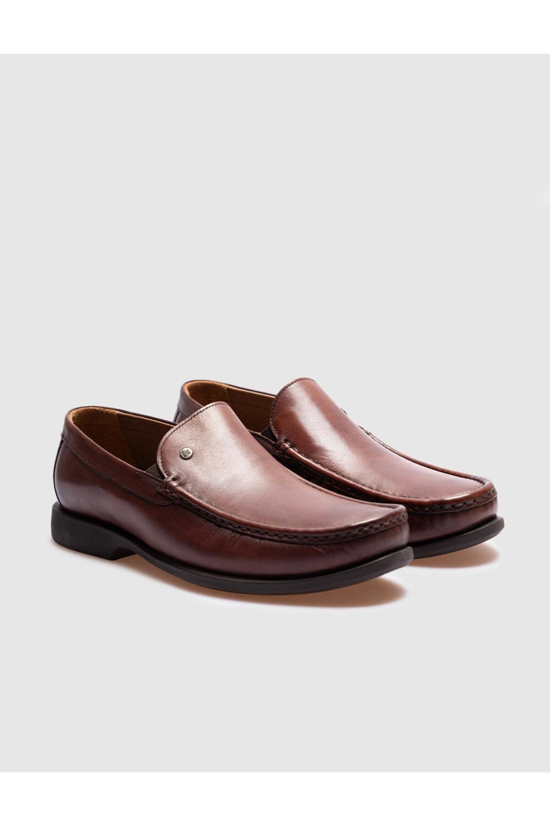 Cabani Shoes Chaussures décontractées pour hommes en cuir véritable marron avec détails de couture - Marron
