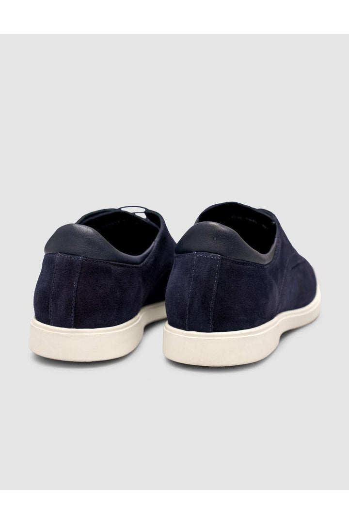 Cabani Shoes Bleu marine Suédé Texture Cuir Véritable de Veau Chaussures à Lacets pour Homme - Bleu marine