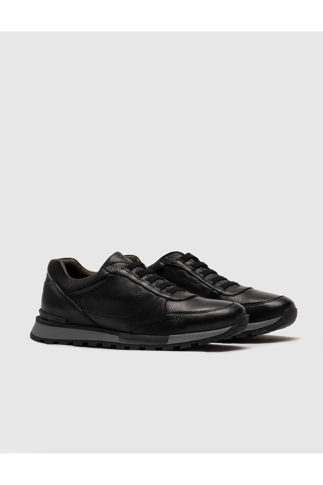 Cabani Shoes Laganza Chaussures de sport pour hommes en cuir véritable noires à lacets - Noir