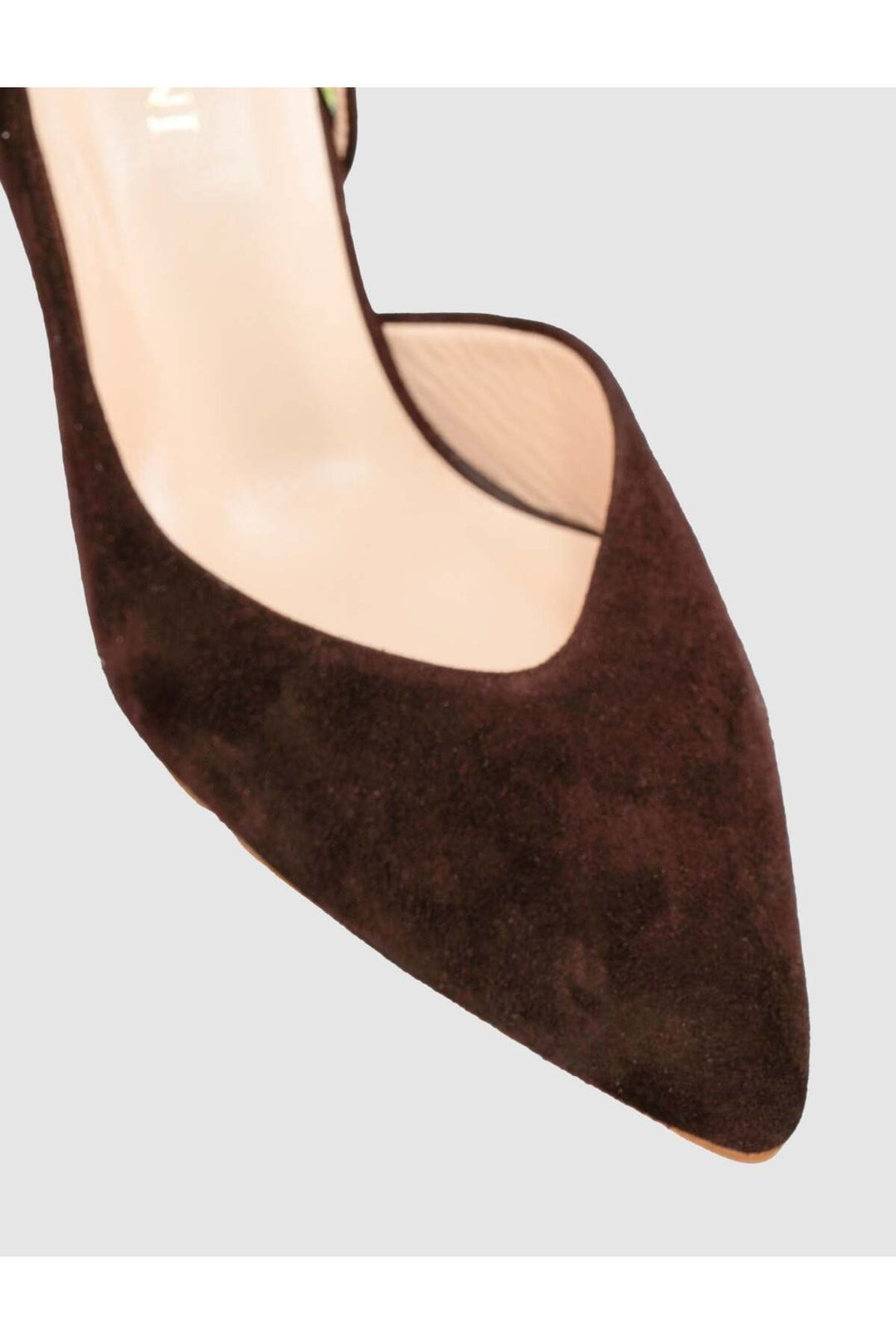 Cabani Shoes Escarpins à talons aiguilles pour femmes en cuir suédé véritable marron avec bride arrière. - Marron
