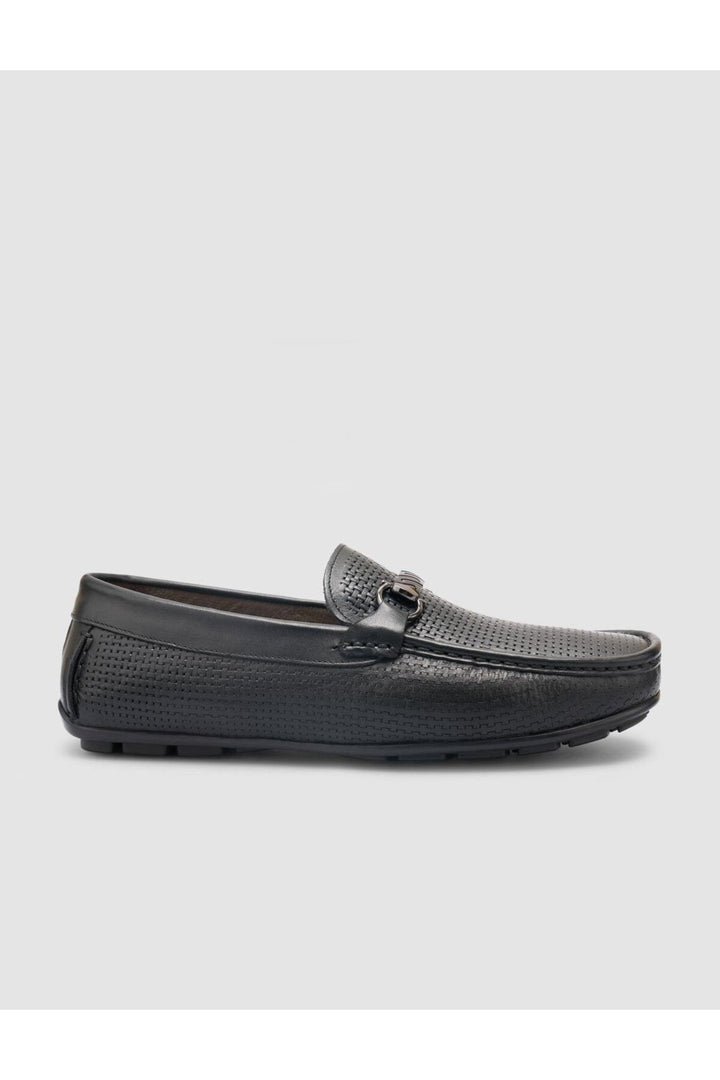 Cabani Shoes %100 Cuir véritable Mocassins pour hommes à boucle noire - Noir