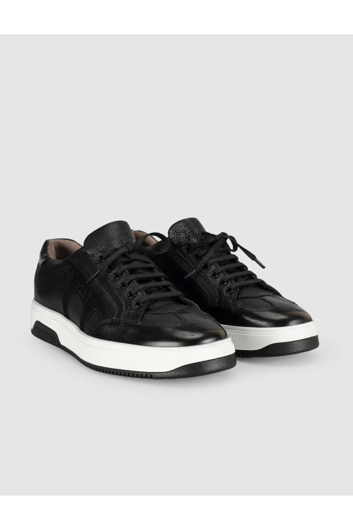 Cabani Shoes Baskets pour hommes en cuir noir premium - Multicolore