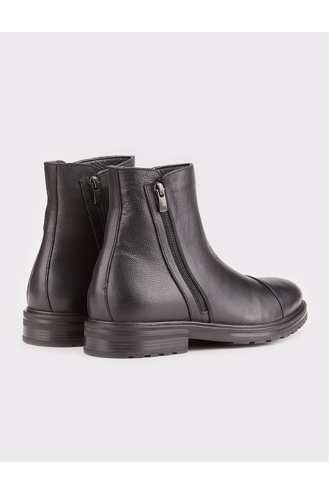 Cabani Shoes Bottines pour hommes en cuir véritable avec semelle en caoutchouc, noires et à fermeture éclair. - Multicolore